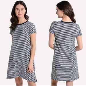 ATM Blue Stripe Crewneck Short Sleeve Nautical Dress 100% Pima Cotton Small